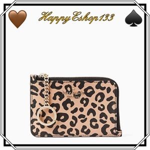 ♠️ kate spade ♠️ Darcy Graphic Leopard L-Zip Key Ring Cardholder Wallet
